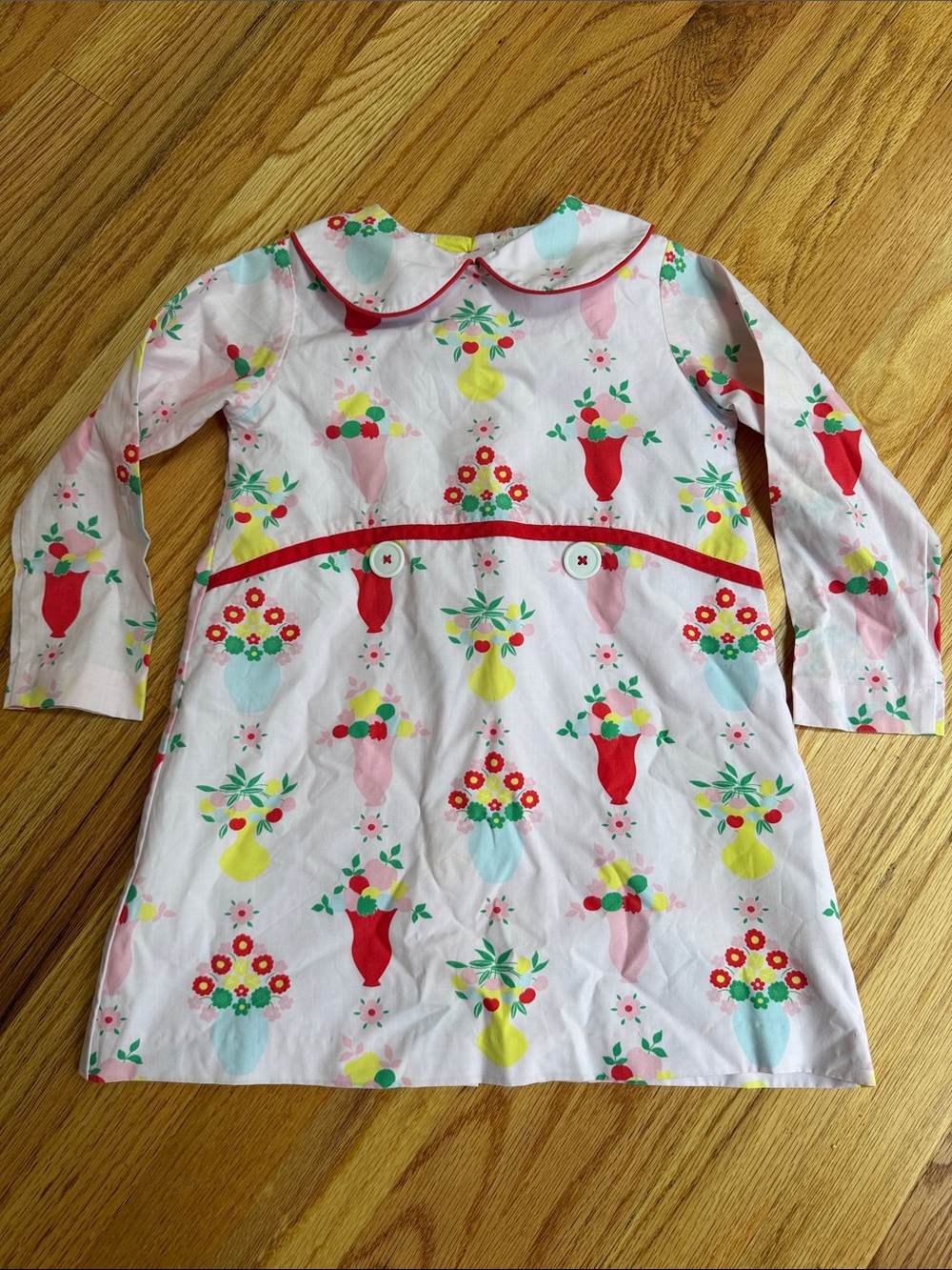 Girls Pink Floral Vase Print Long-Sleeve Pajama Top